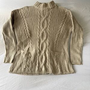 Abercrombie & Fitch Cable Knit Chunky Mock Neck Sweater In Oat Size Small